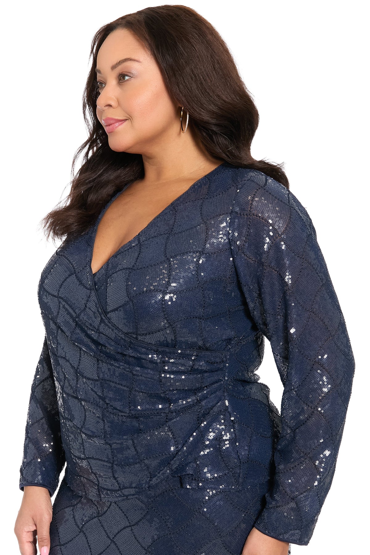 Rosaline Long Sleeve Diamond Sequin Blouse Top