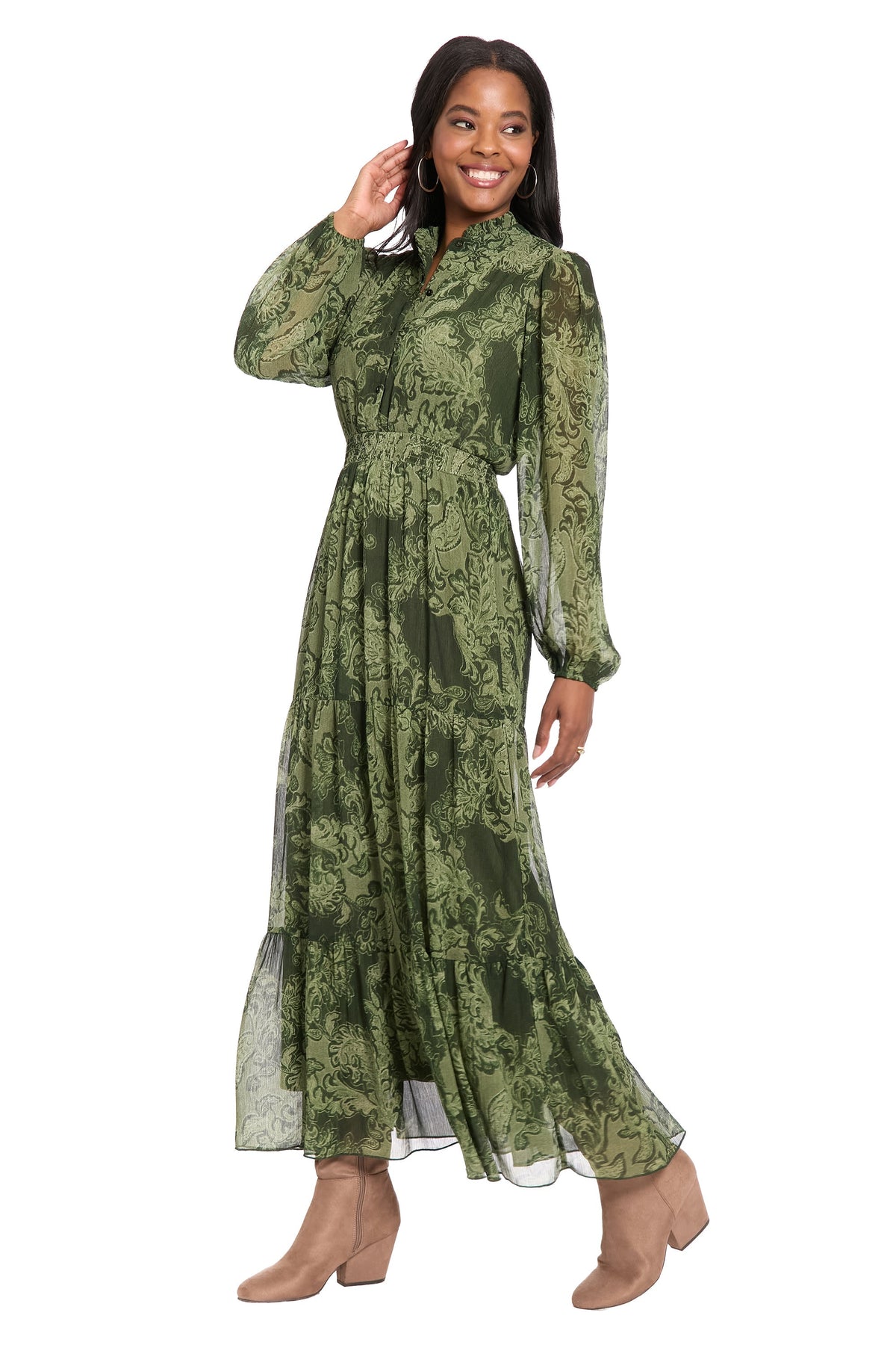 Lettie Ruffle Neck Tiered Maxi - FINAL SALE