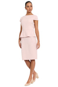 Nadya Cap Sleeve Peplum Sheath in Scuba Crepe