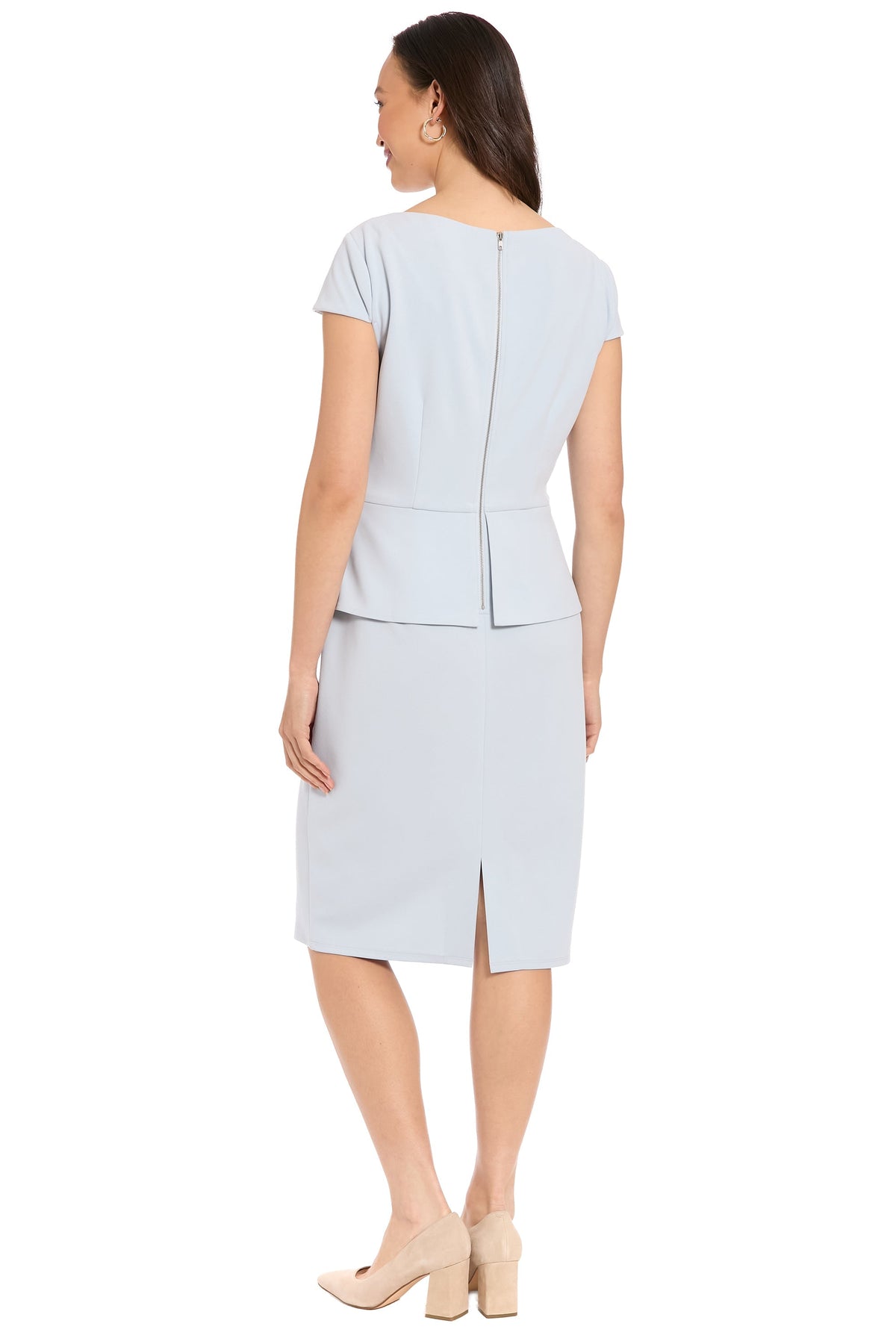 Nadya Cap Sleeve Peplum Sheath in Scuba Crepe
