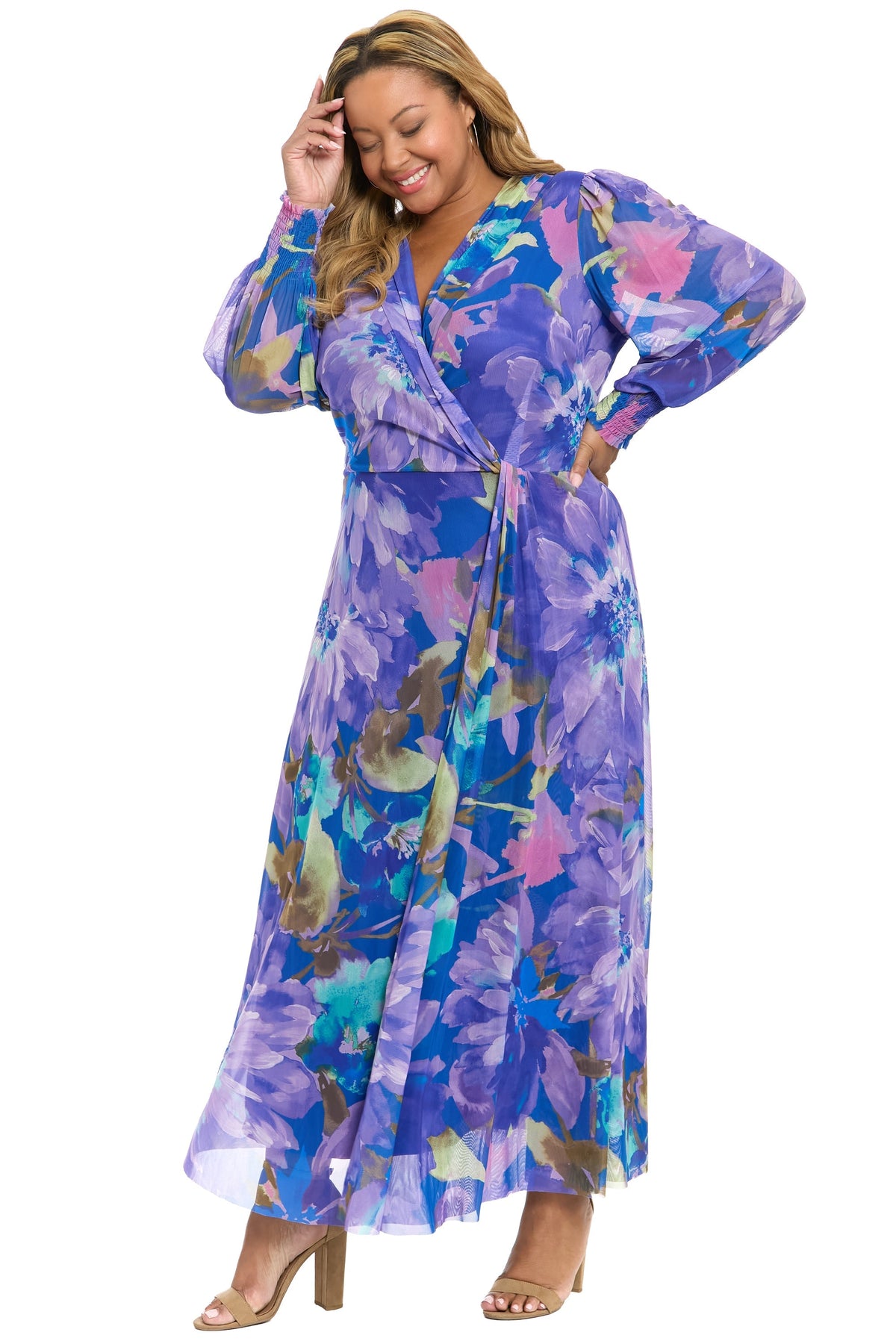 Ruth Long Bishop Sleeve Maxi in Majestic Garden