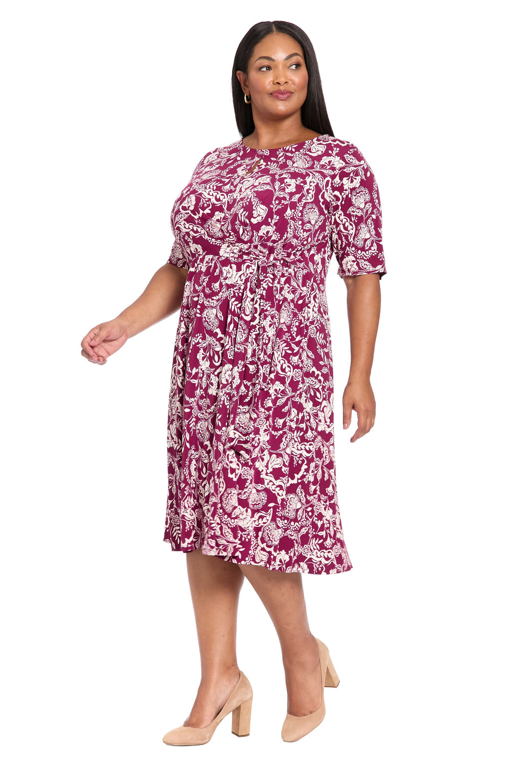 Revel Elbow Sleeve Midi in Graphic Provencal