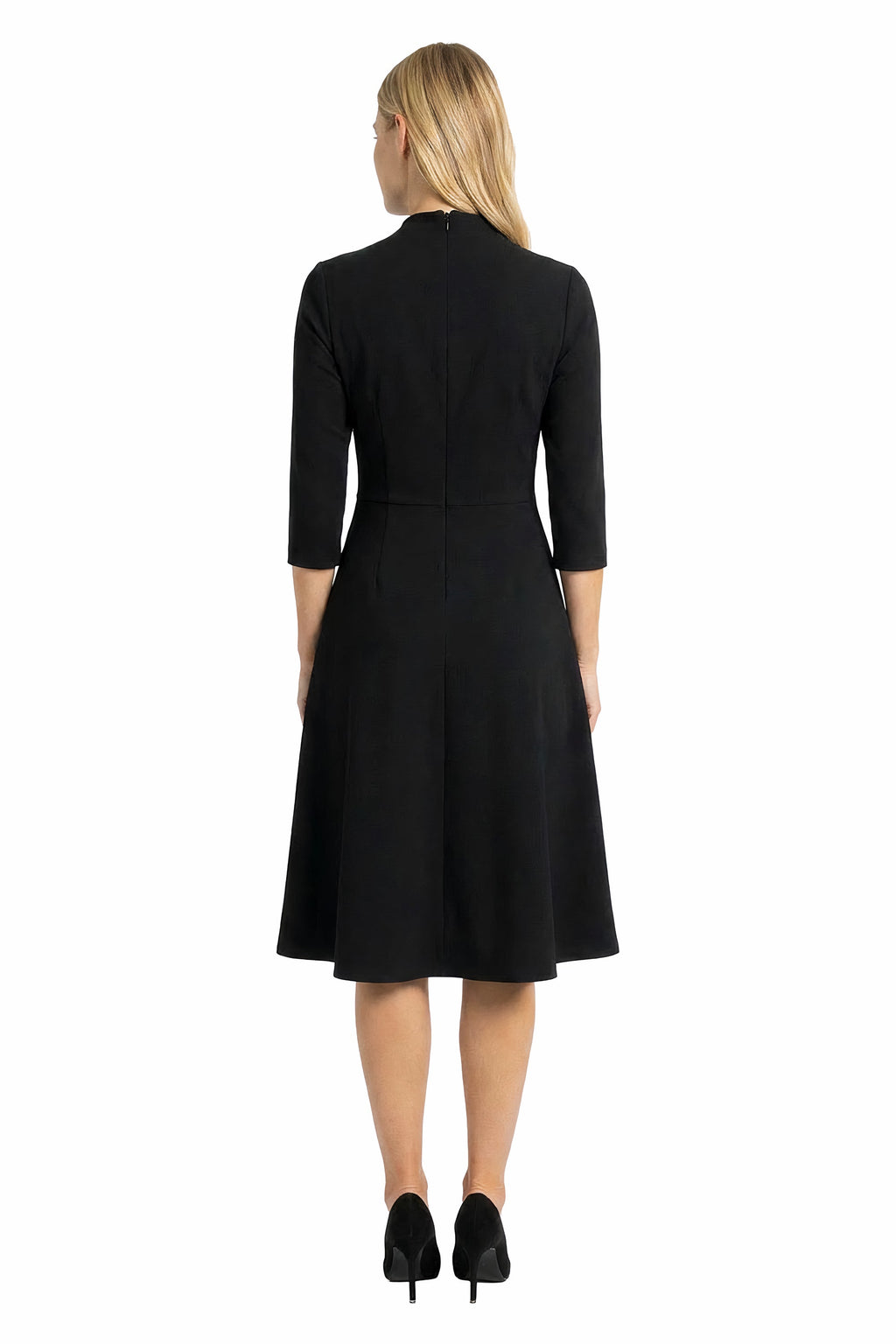 Theodora Twist Neck Fit-and-Flare Dress