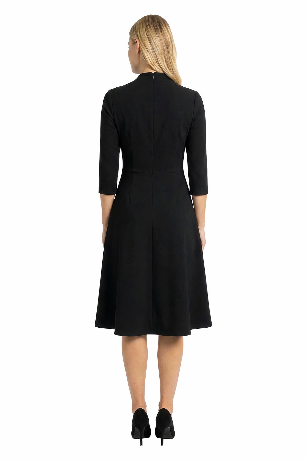 Theodora Twist Neck Fit-and-Flare Dress
