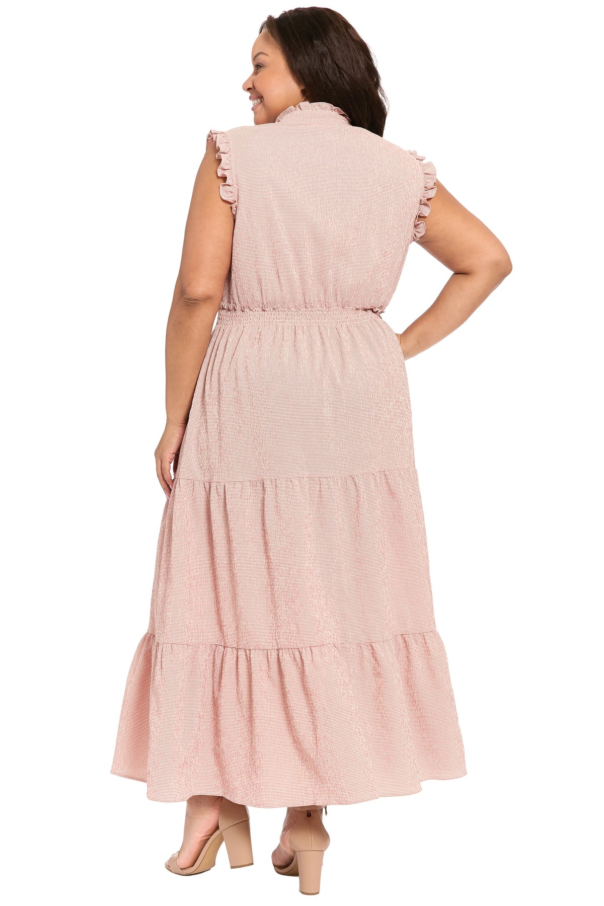 Nevis Sleeveless Maxi in Micro Check