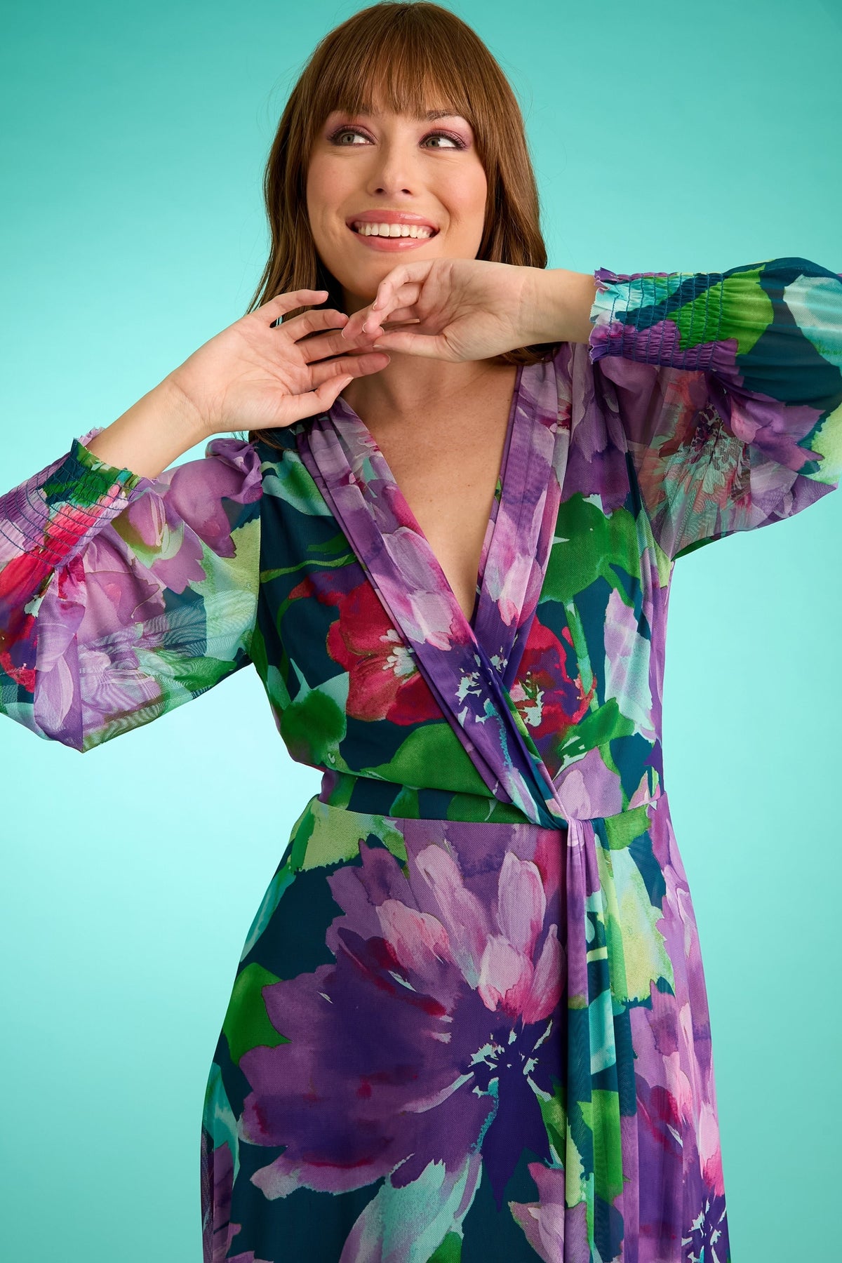 Ruth Long Bishop Sleeve Maxi in Majestic Garden