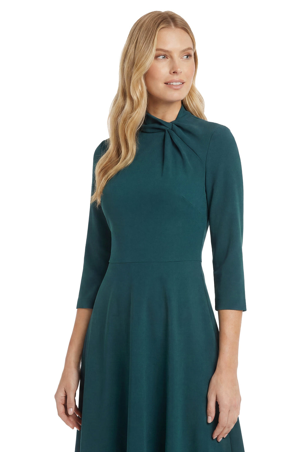 Theodora Twist Neck Fit-and-Flare Dress