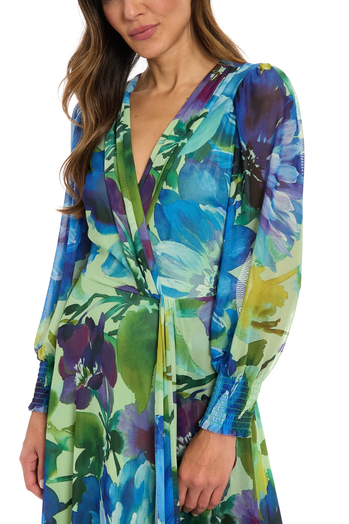 Ruth Long Bishop Sleeve Maxi in Majestic Garden
