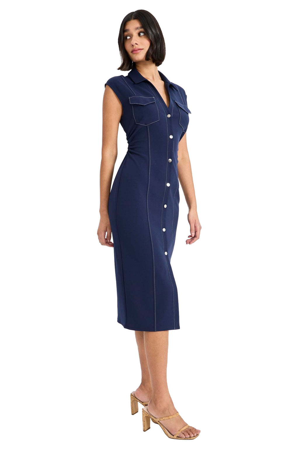 Yasmin Sleeveless Button Front Shirtdress