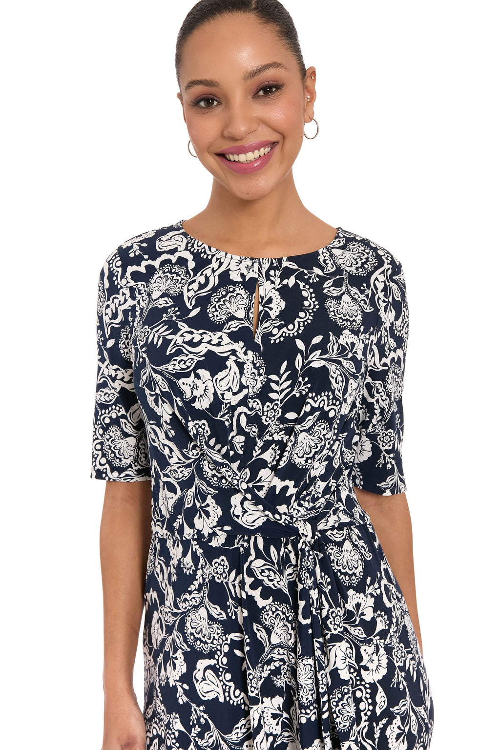 Revel Elbow Sleeve Midi in Graphic Provencal