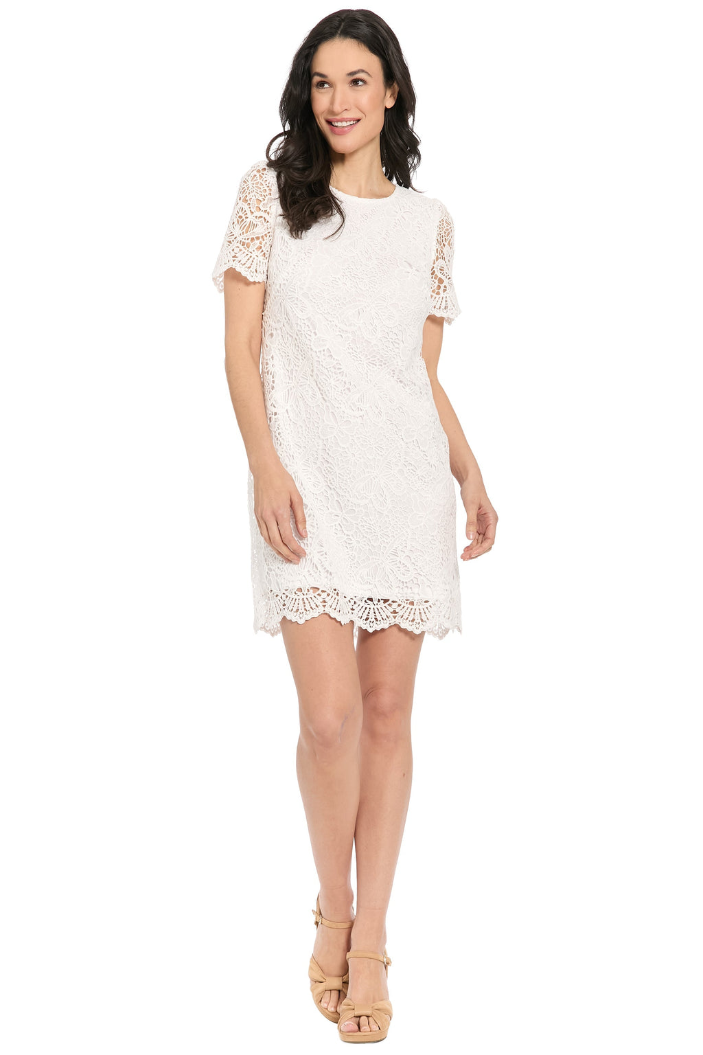 Murphy Short Sleeve Shift Dress in Butterfly Lace
