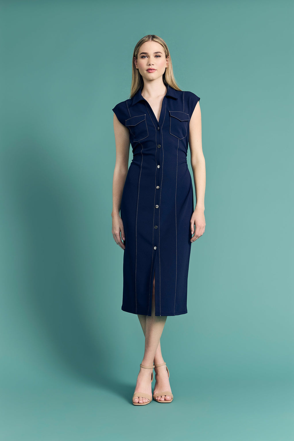 Yasmin Sleeveless Button Front Shirtdress
