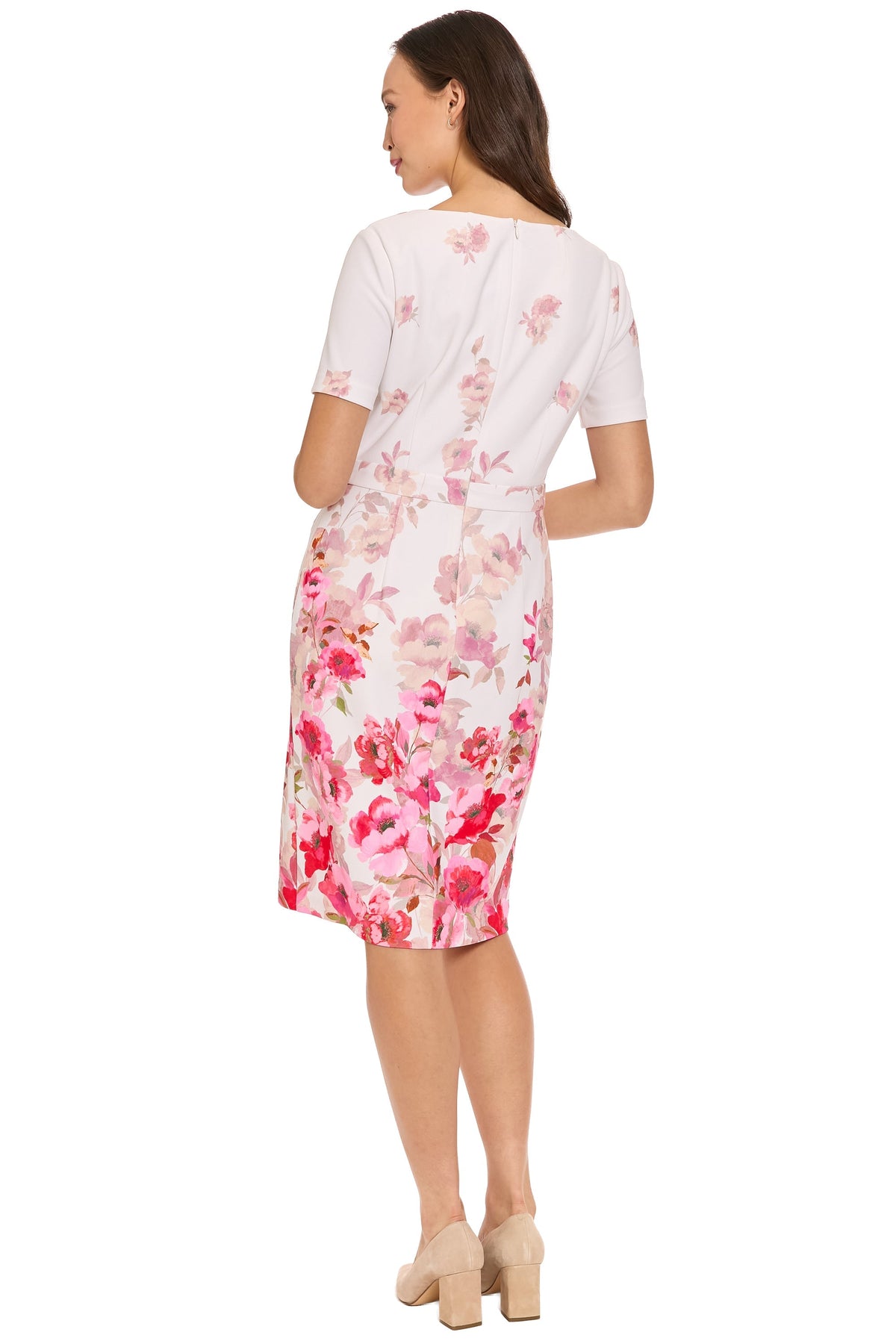 Suni Side Tie Neck Sheath in Rose Border