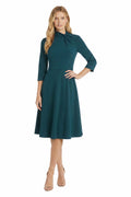 Theodora Twist Neck Fit-and-Flare Dress