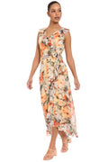 Rosie Side Tie Ruffle Dress in Blurred Poppy