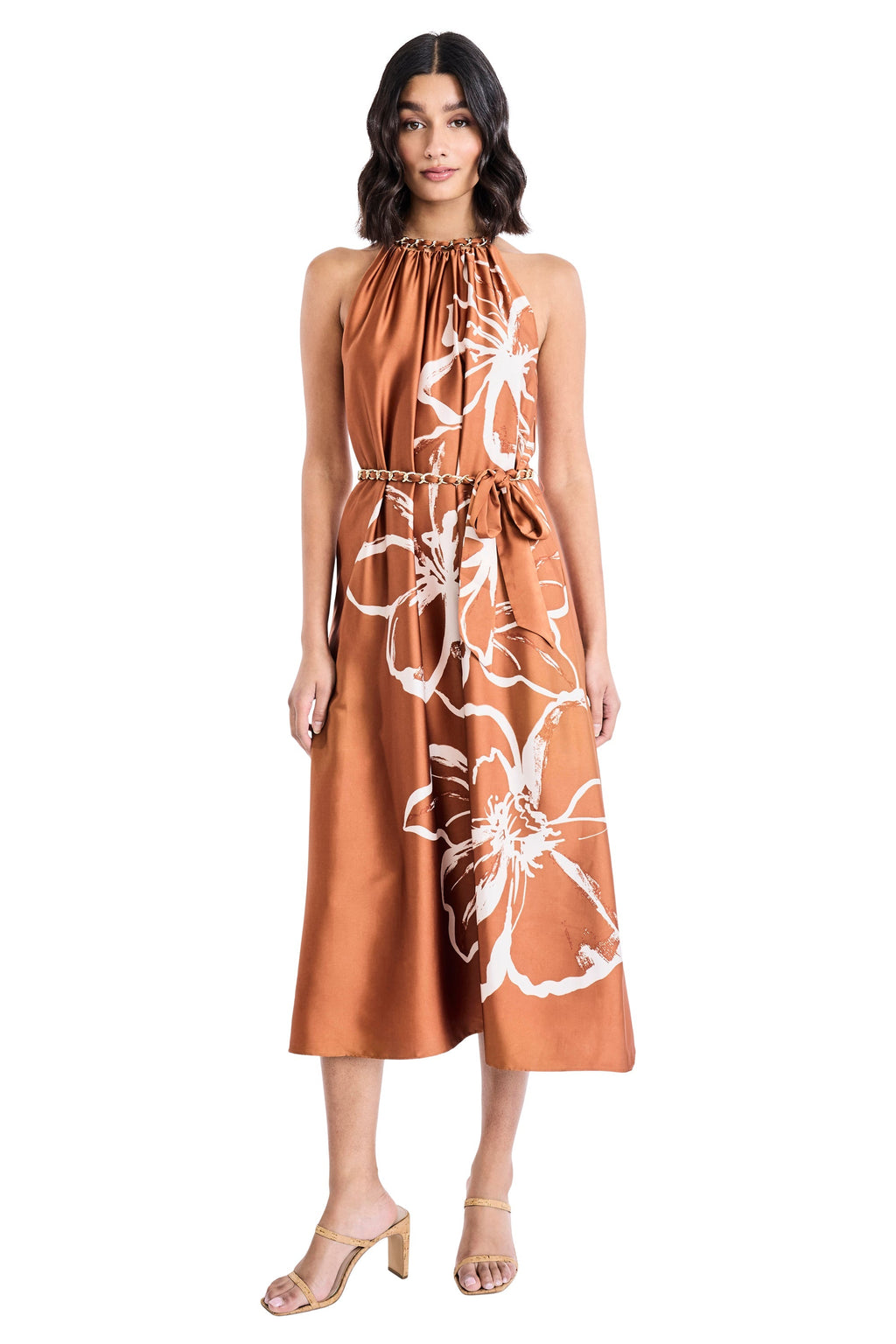Rhianna Gold Chain Halter Dress