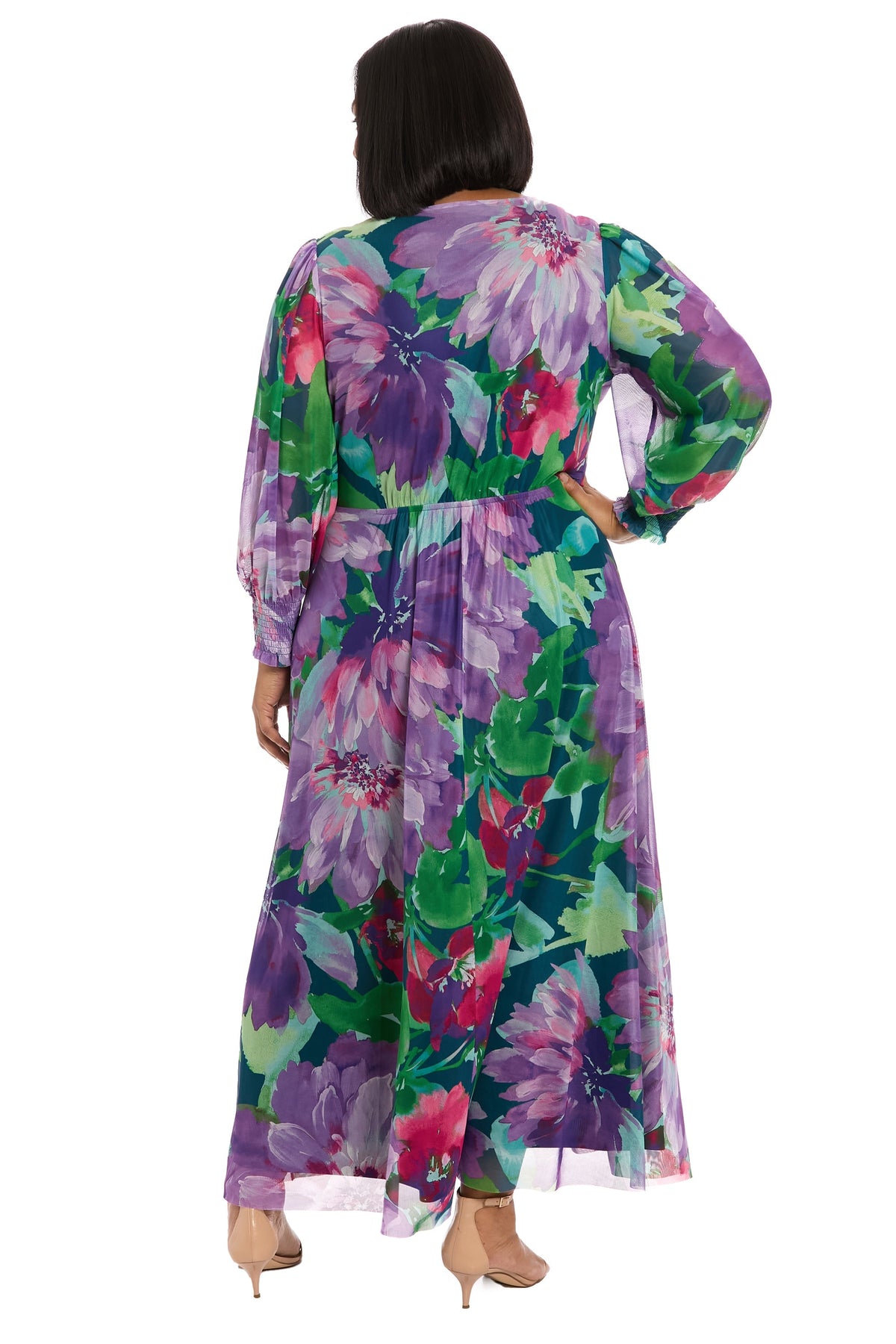 Ruth Long Bishop Sleeve Maxi in Majestic Garden