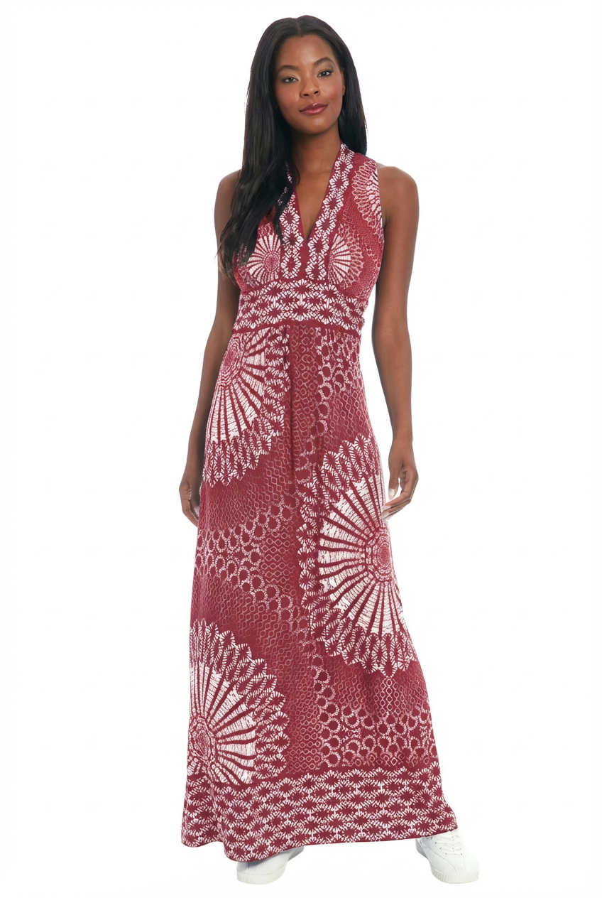 McKay V-Neck Halter Maxi in Boho Wheels