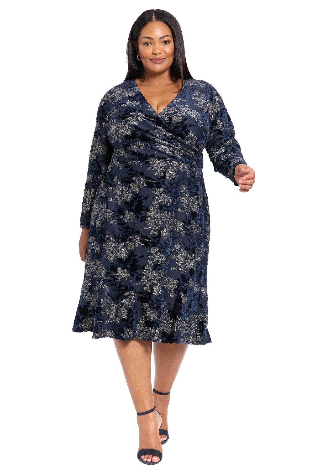 Marlise Shimmering Velvet Faux Wrap Dress - FINAL SALE