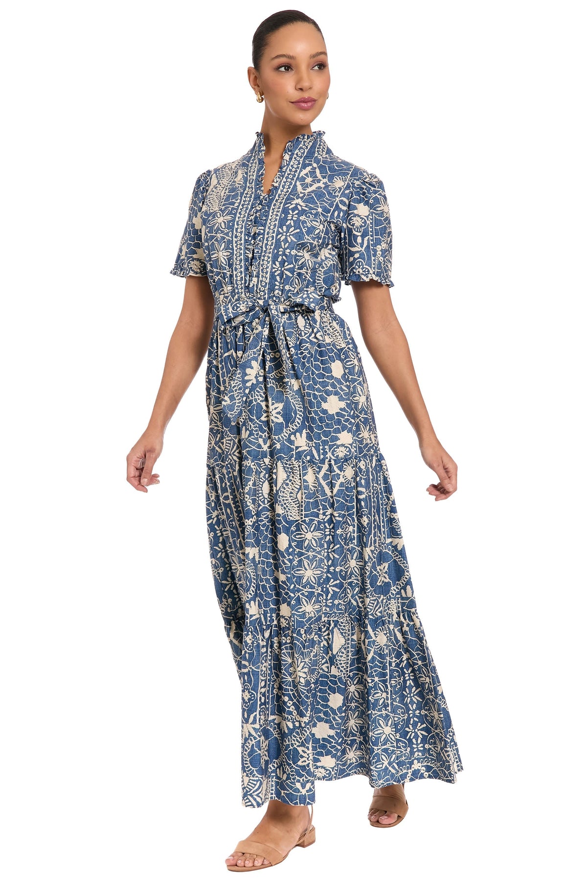Mackenzie Printed Cotton Maxi in Lace Denim