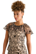 Madonna Cap Sleeve Embroidered Blouse
