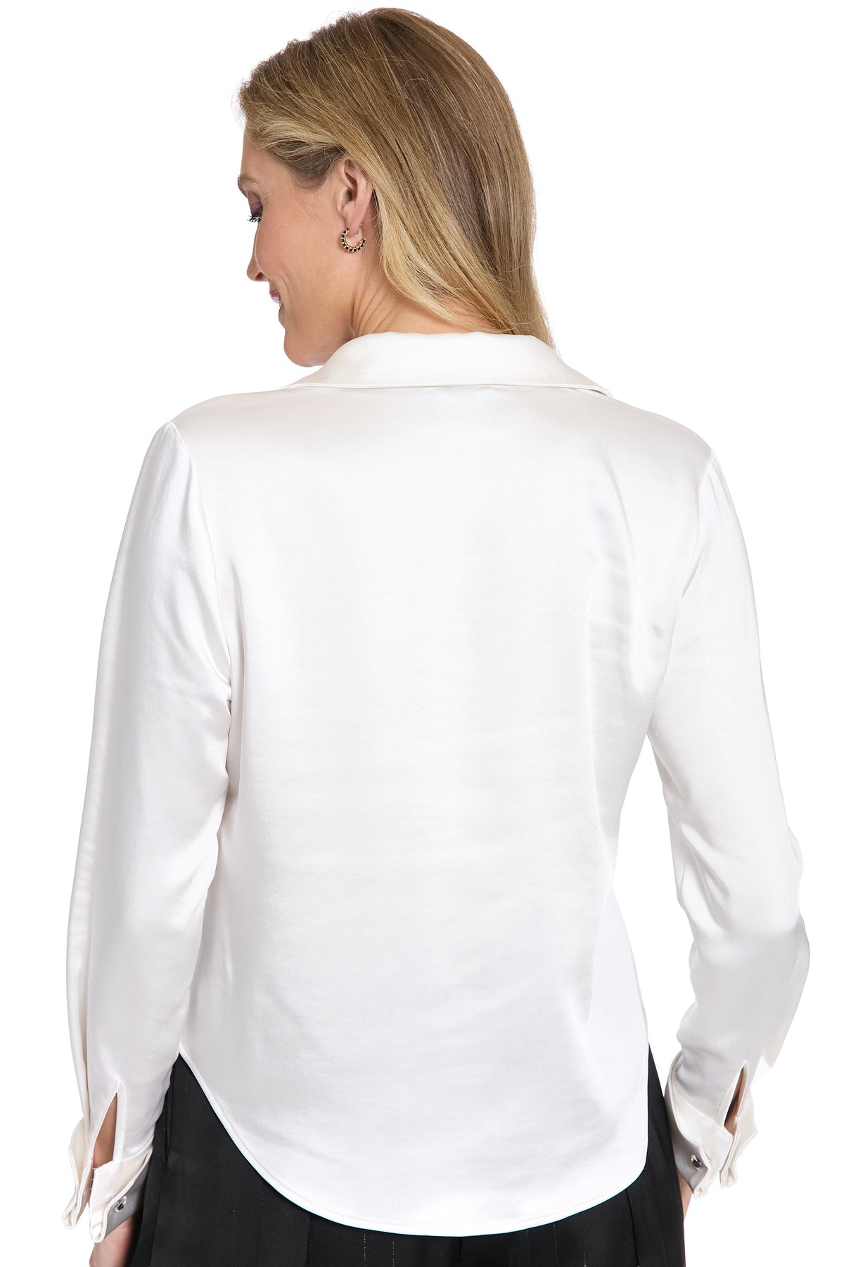 Roosevelt Curve Jeweled Placket Long Sleeve Top