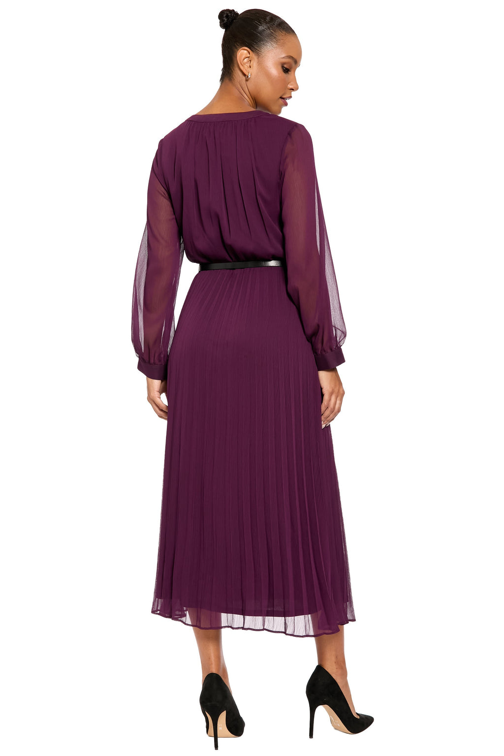 Tamsen Chiffon Pleated Shirtdress in Solid
