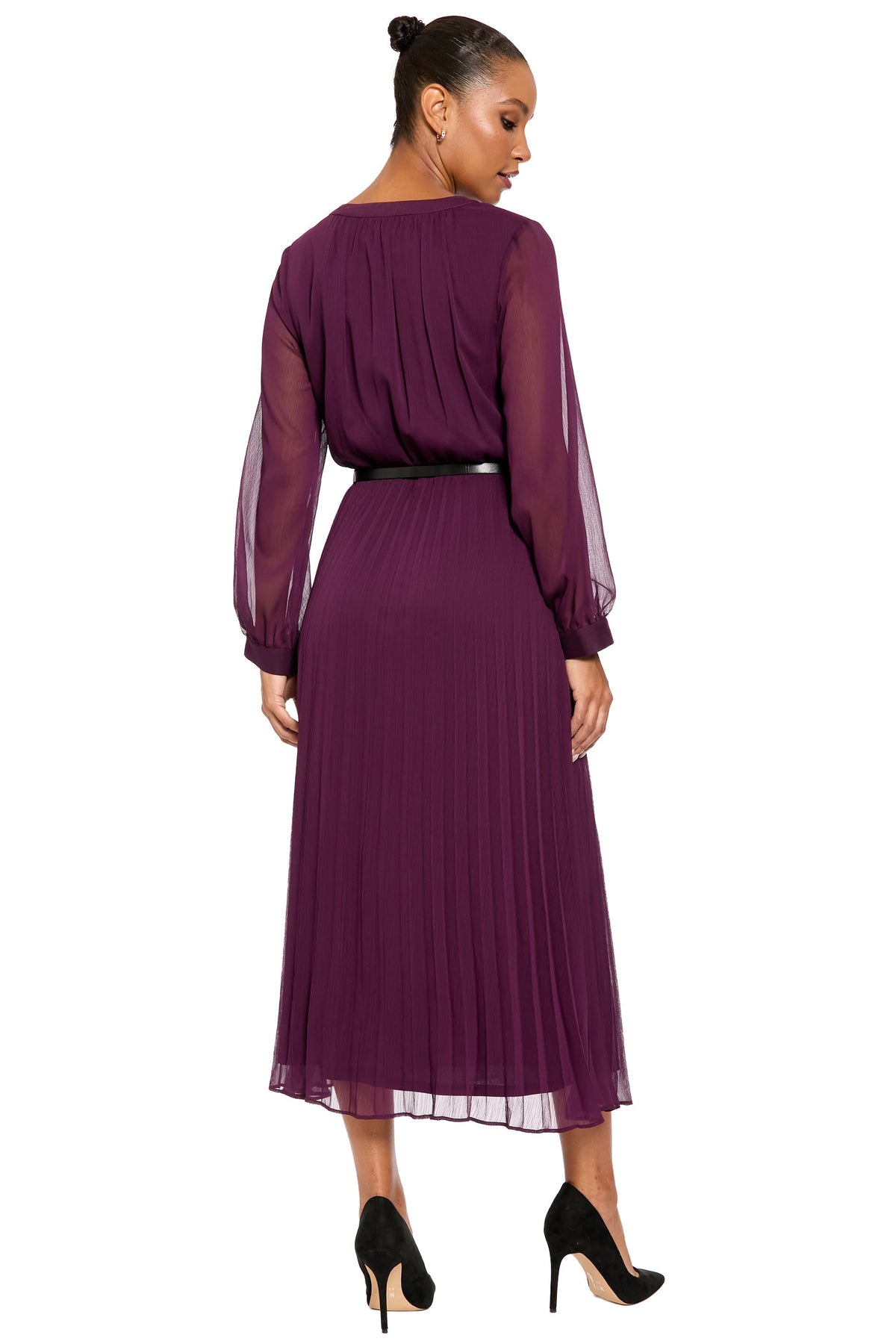 Tamsen Chiffon Pleated Shirtdress in Solid