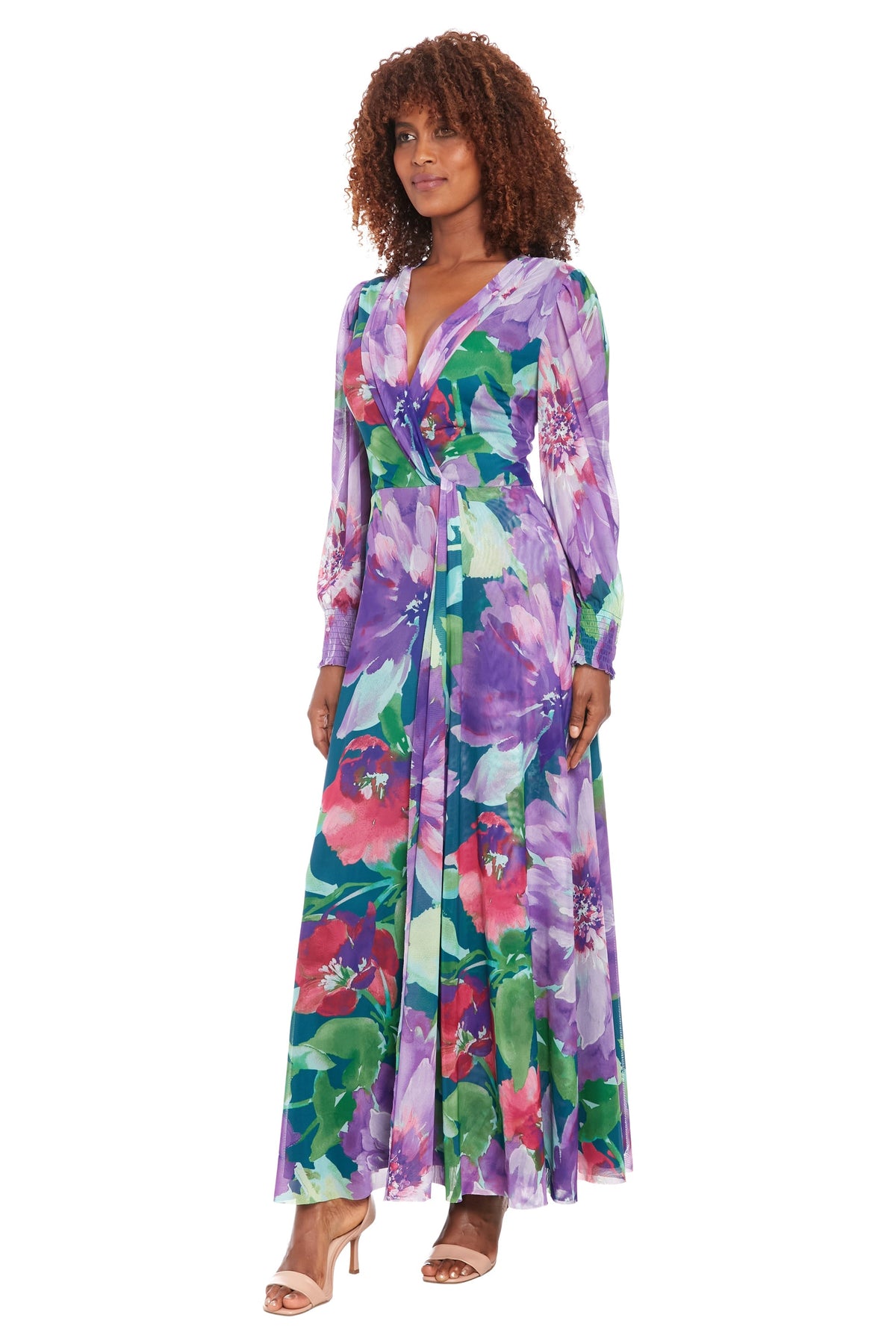 Ruth Long Bishop Sleeve Maxi in Majestic Garden