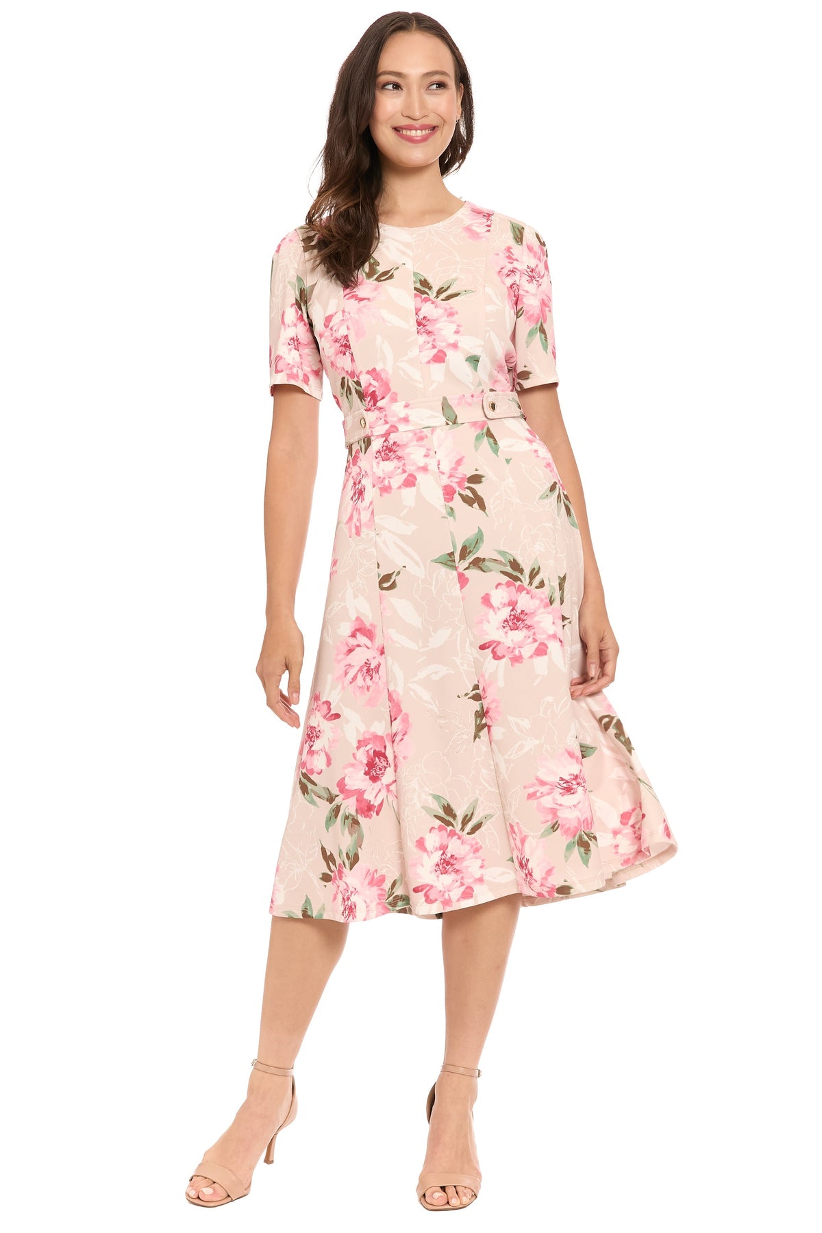 Quill Side Tab Fit & Flare in Outlined Roses - FINAL SALE