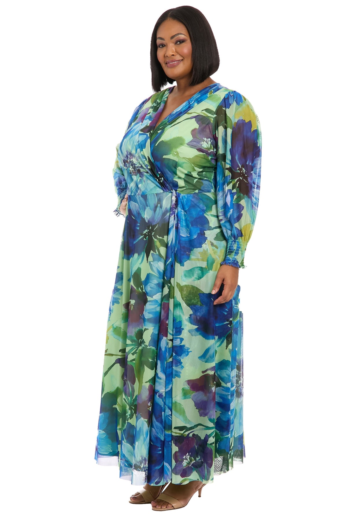 Ruth Long Bishop Sleeve Maxi in Majestic Garden
