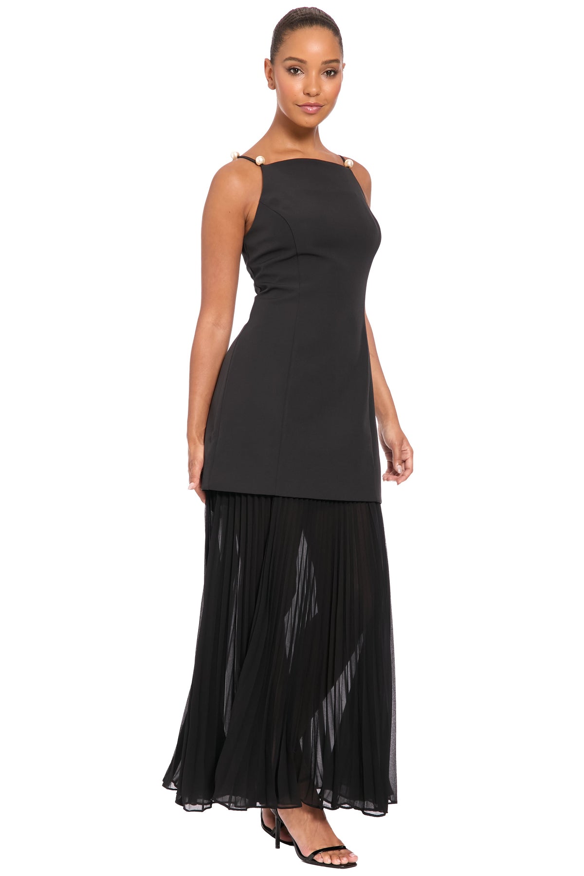 Rowe Pearl Strap Pleated Maxi Dress