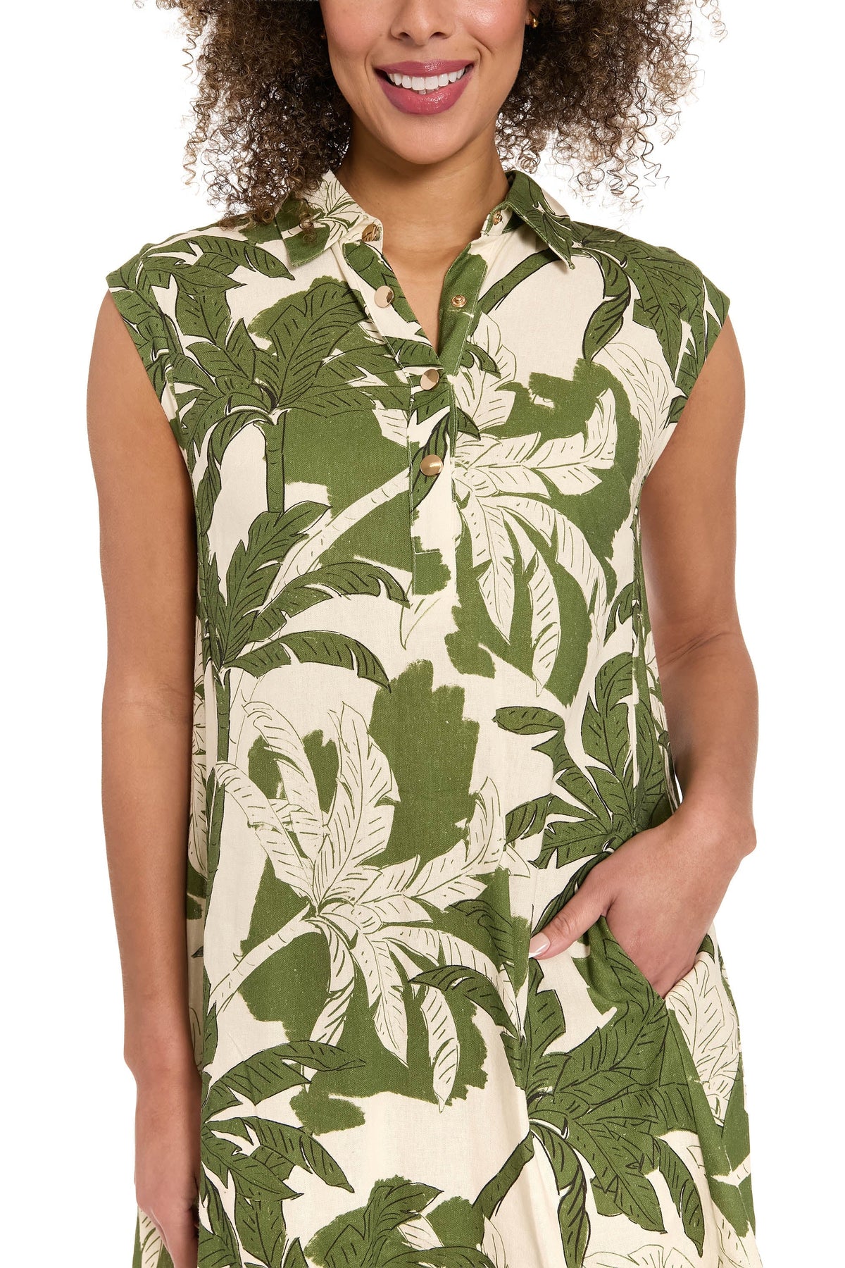Tessa Collared Sleeveless Linen Dress