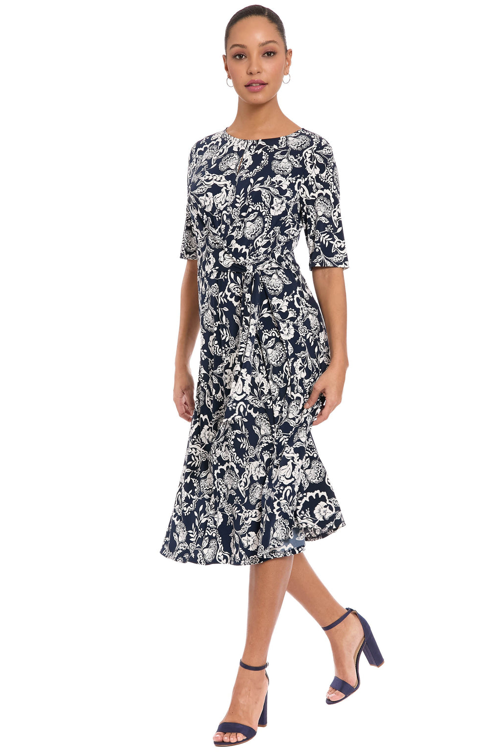 Revel Elbow Sleeve Midi in Graphic Provencal
