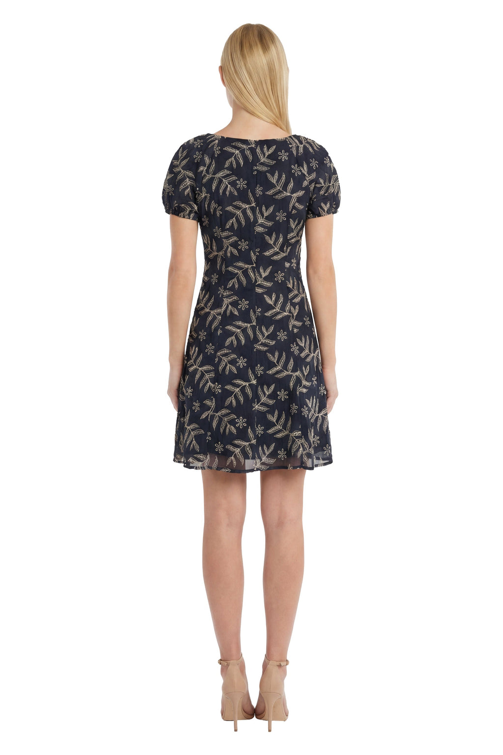 Mariel Puff Sleeve Dress in Embroidered Cotton