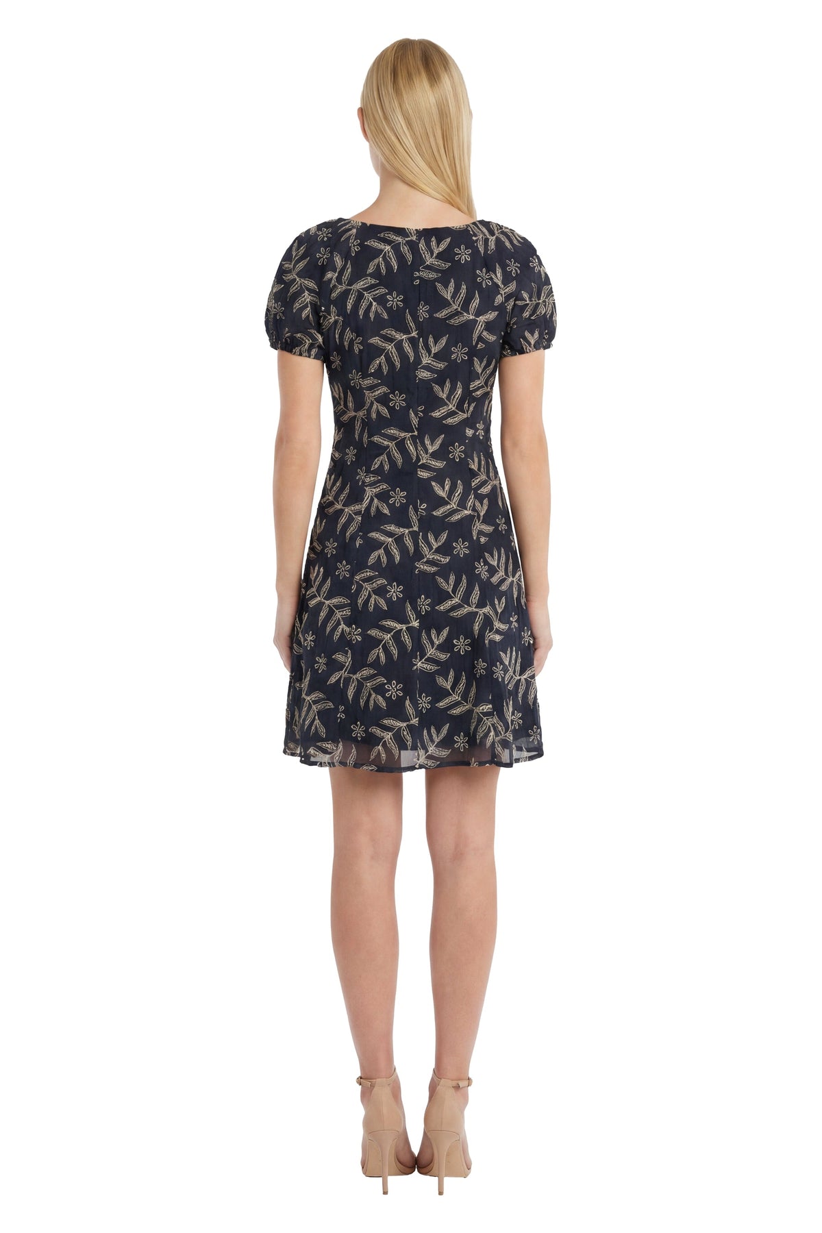 Mariel Puff Sleeve Dress in Embroidered Cotton