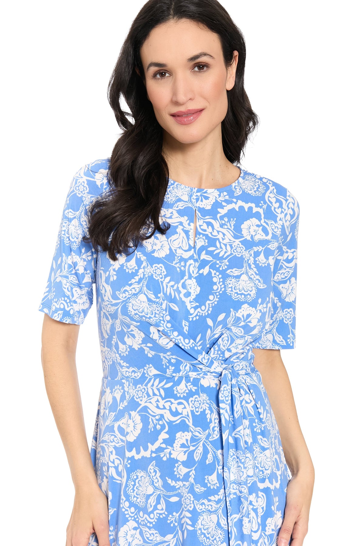 Revel Elbow Sleeve Midi in Graphic Provencal