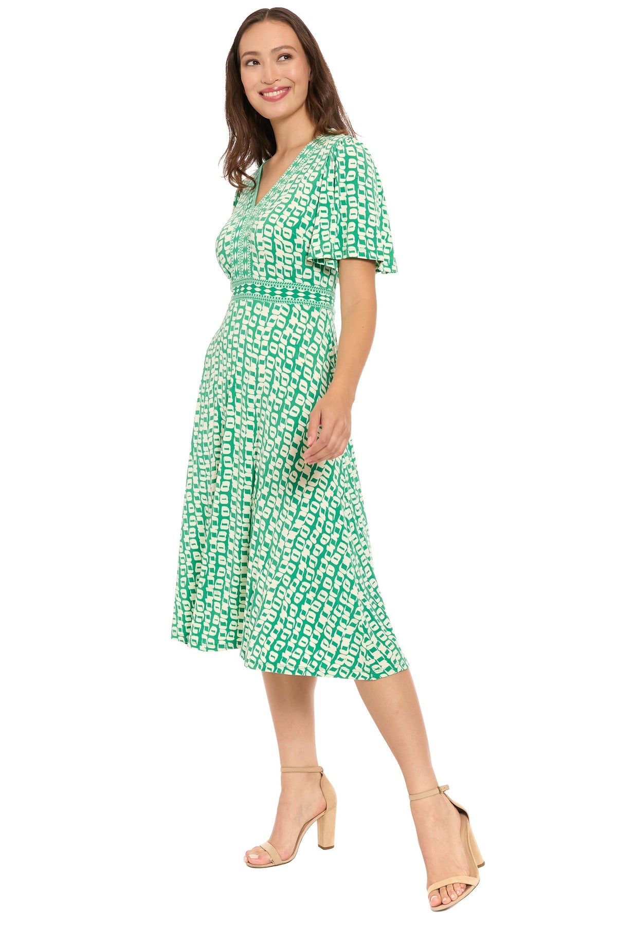 McKay Short Sleeve Fit & Flare Midi