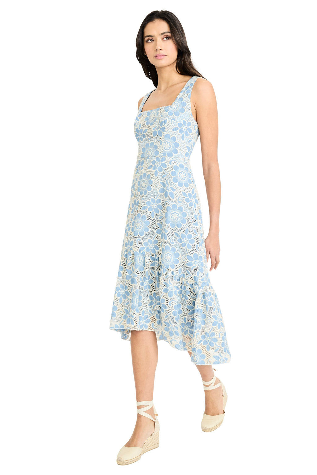 Margarita Floral Lace Tiered Midi Dress