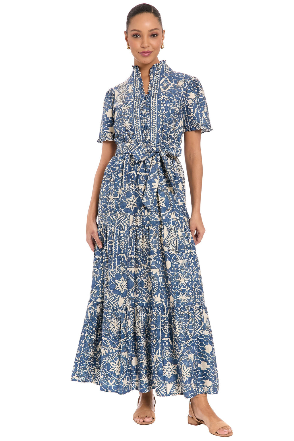 Mackenzie Printed Cotton Maxi in Lace Denim