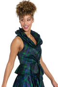 Roosevelt Plaid Top with Triple Ruffle Collar