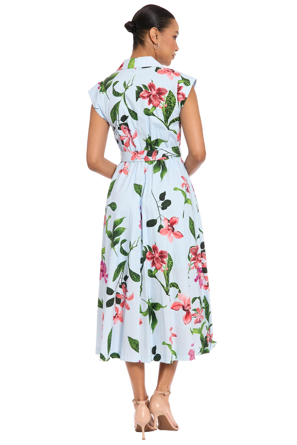 Rosemary Cotton Belted Shirt Dress in Wild Orchid