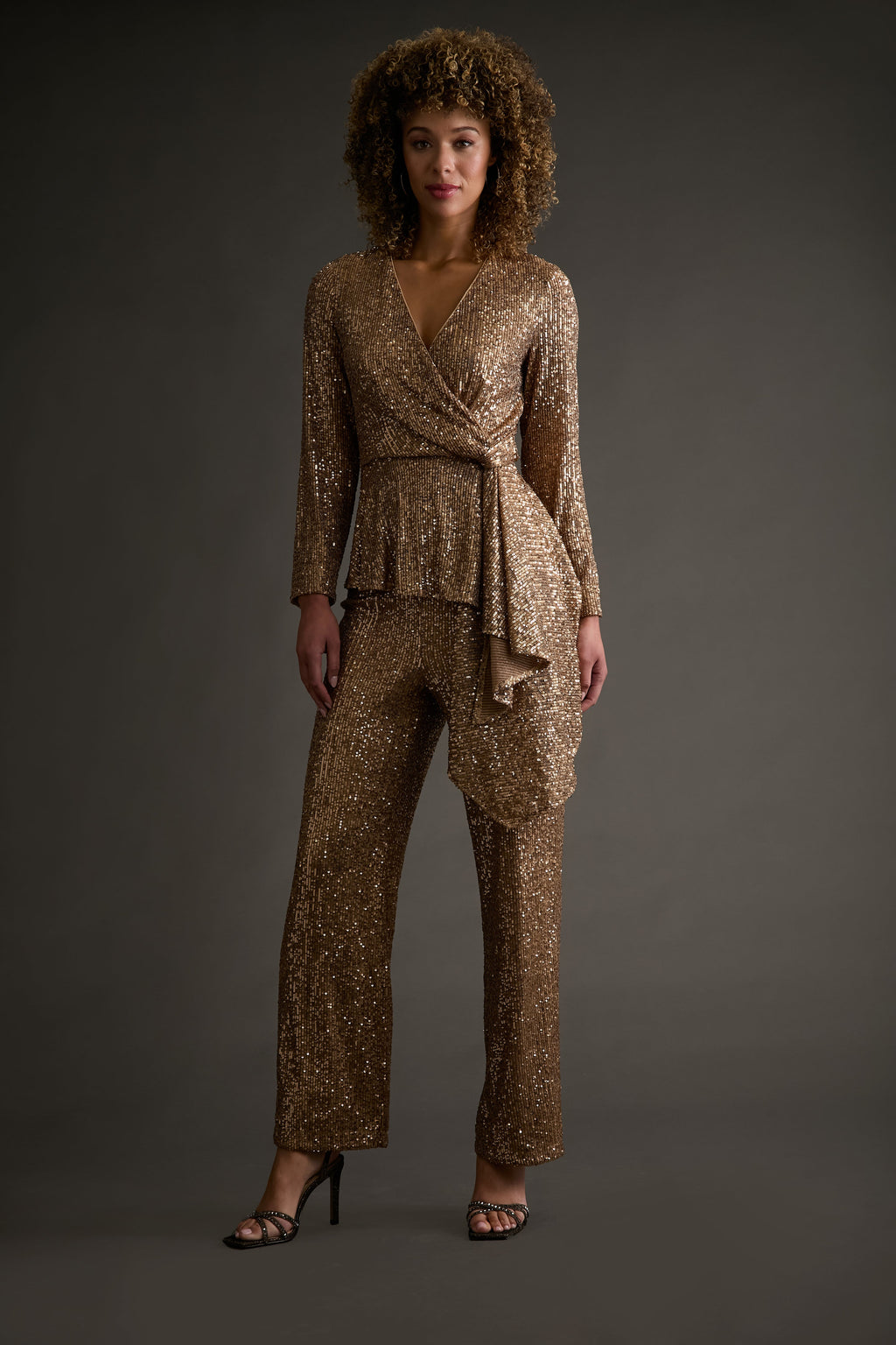 Tribeca Sequin Top Long Sleeve Peplum