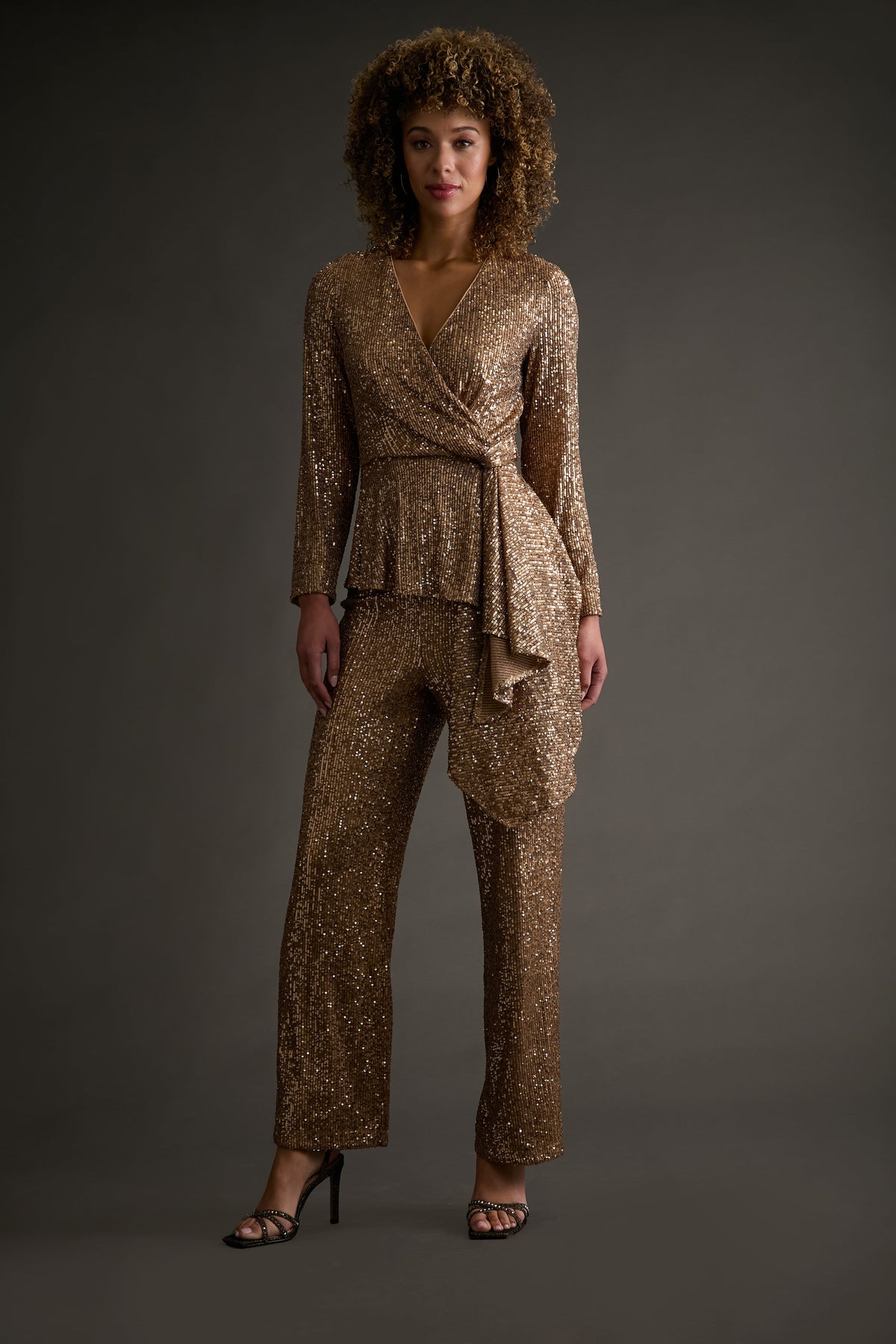 Tribeca Sequin Top Long Sleeve Peplum