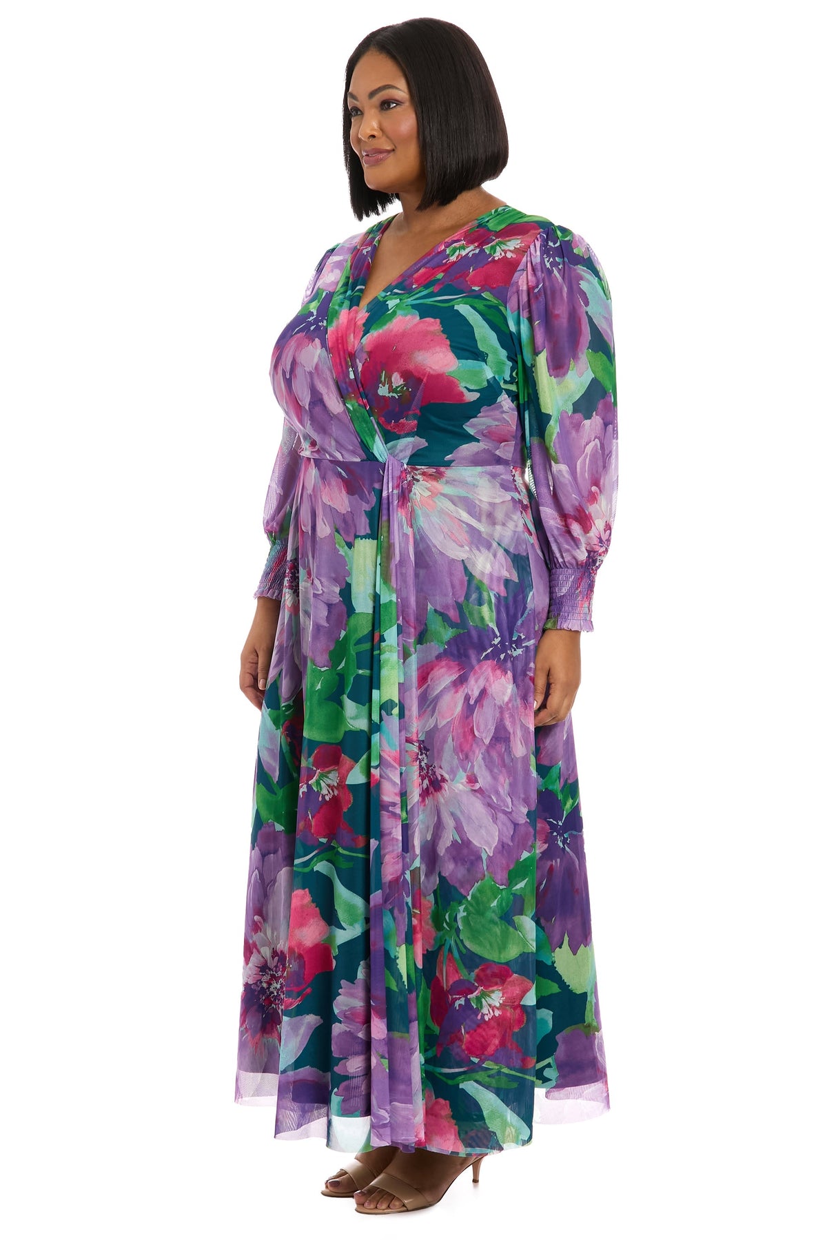 Ruth Long Bishop Sleeve Maxi in Majestic Garden