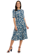 Revel Elbow Sleeve Midi in Graphic Provencal