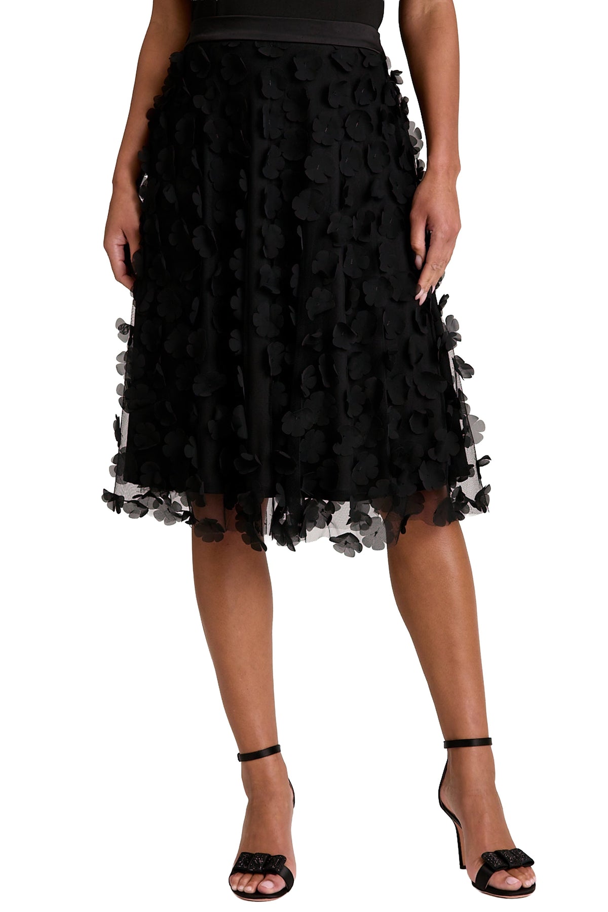 Tudor 3D Mesh Flower Midi Skirt skirt