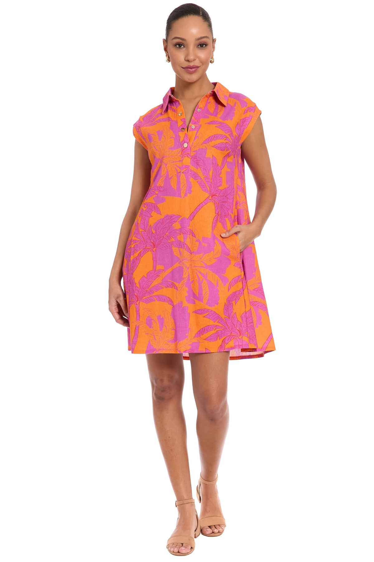 Tessa Collared Sleeveless Linen Dress