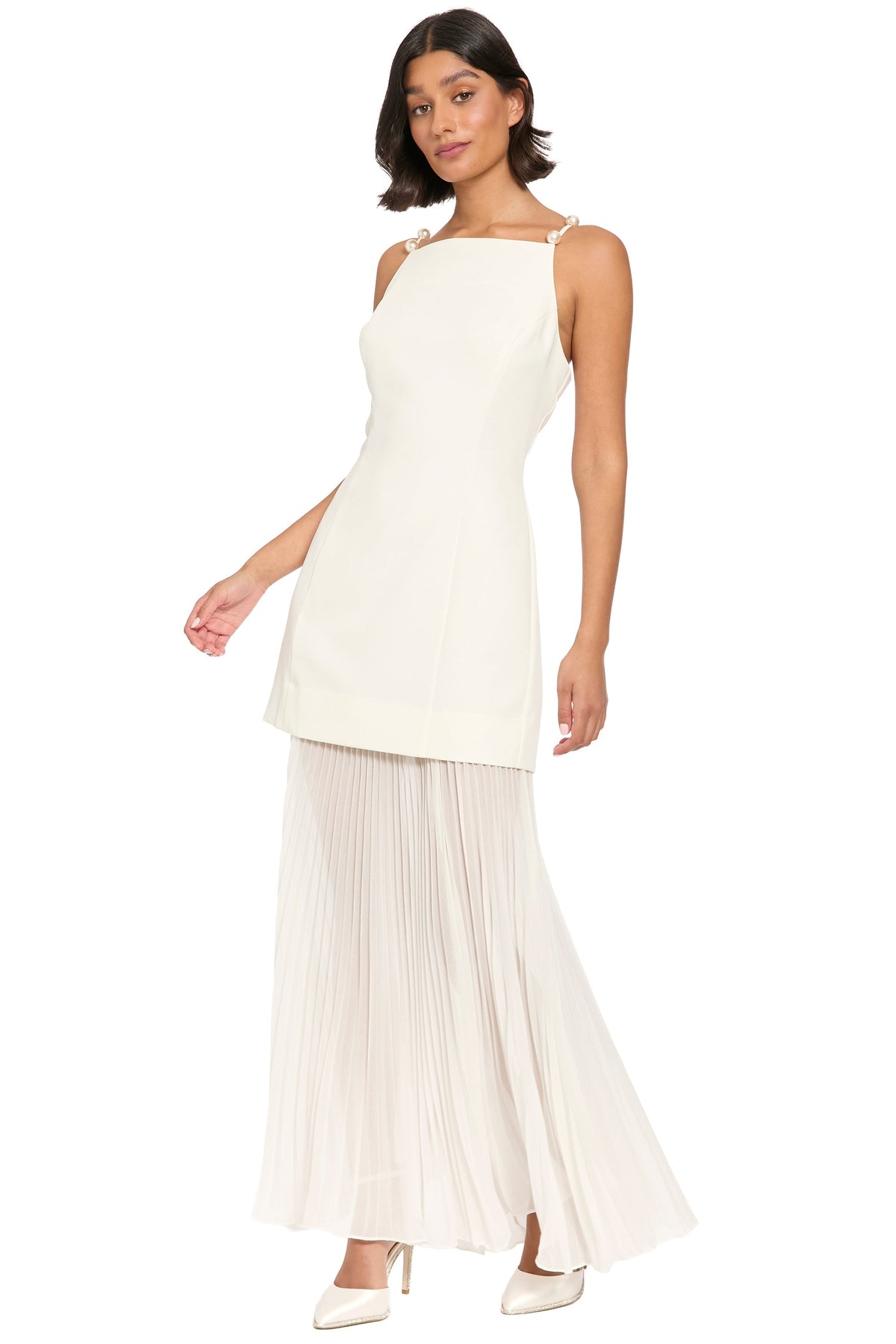 Rowe Pearl Strap Pleated Maxi Dress