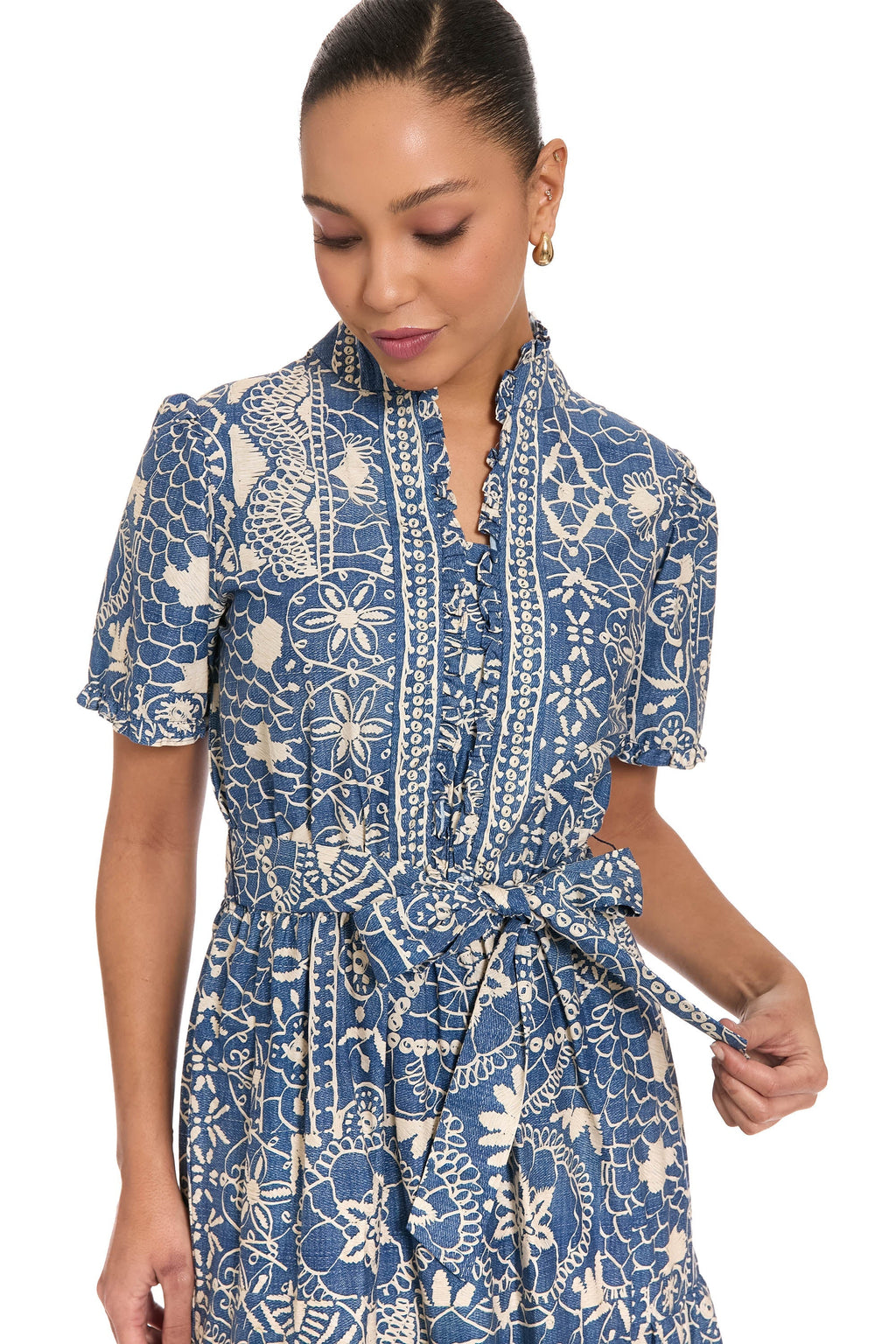Mackenzie Printed Cotton Maxi in Lace Denim